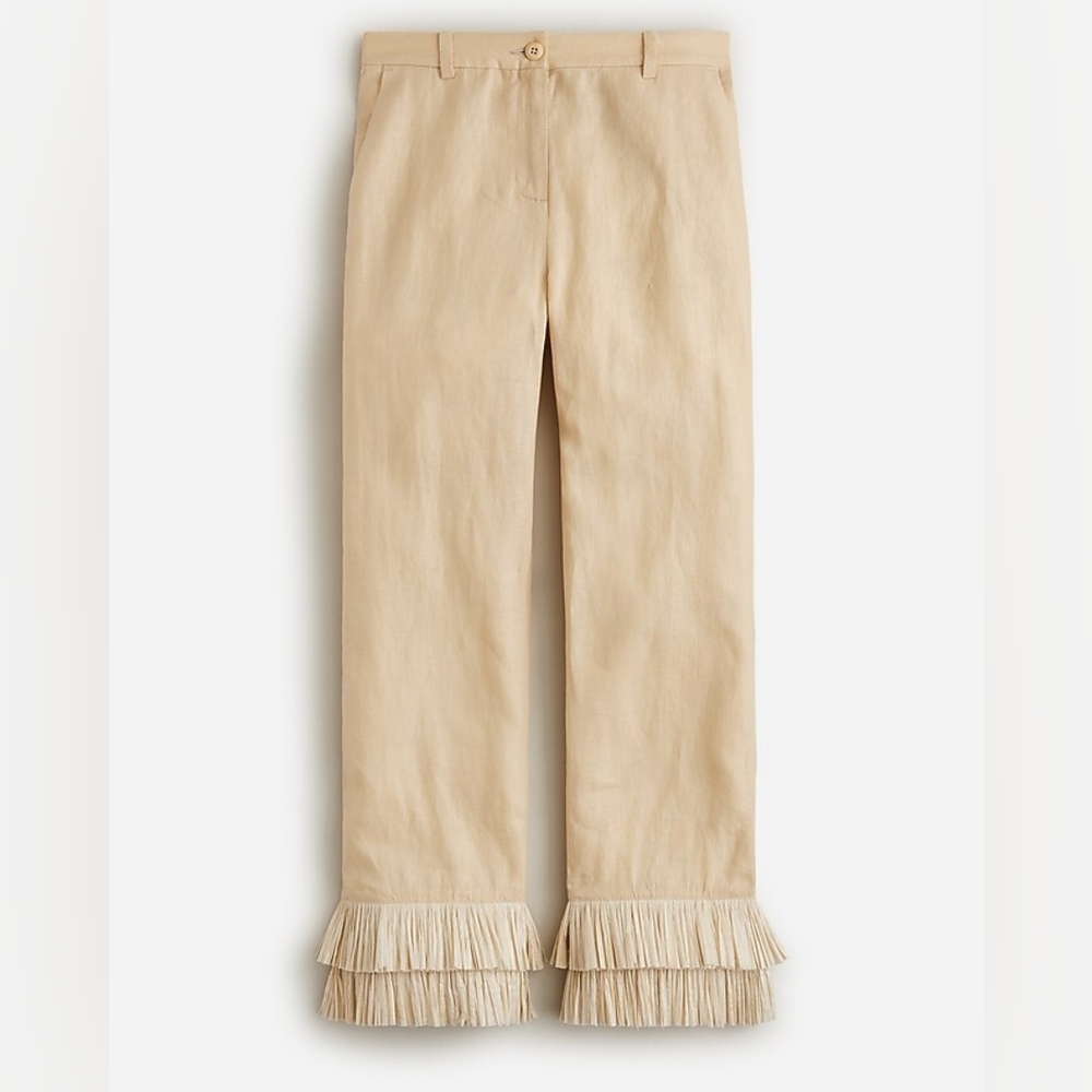Ingrid fringe trim pant in linen